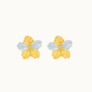 Aretes en dos oros de 18K flor 5 petalos
