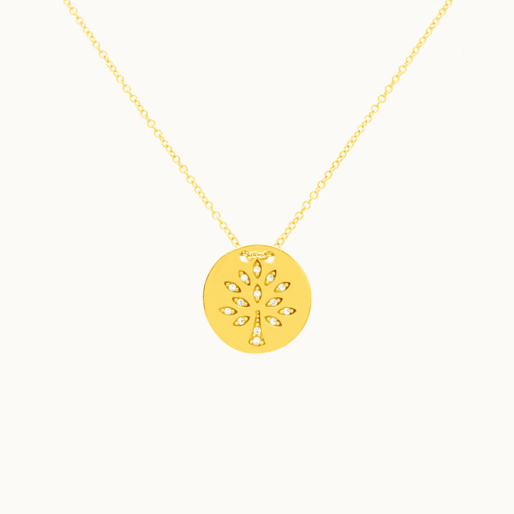 Gargantilla en oro amarillo de 18k arbol de la vida