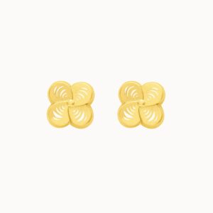 Aretes en oro amarillo de 18K flor 4 pétalos calada