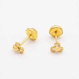 Aretes en oro amarillo de 18K triple punto de luz foto