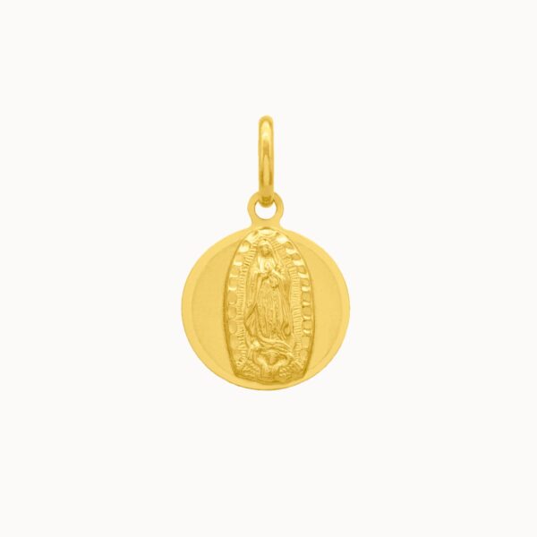Dije en oro amarillo de 18K placa circular Virgen