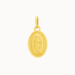 Dije en oro amarillo de 18K placa oval Virgen