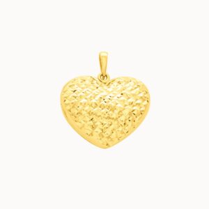 Relicario en oro amarillo de 18K corazon diamantado texturado